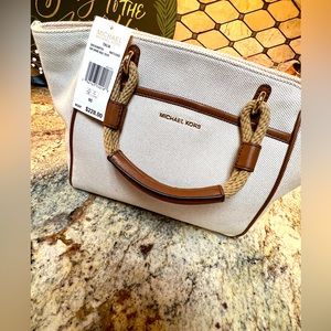 NWT:  Michael Michael Kors Talia Small Cotton Canvas Tote Bag.